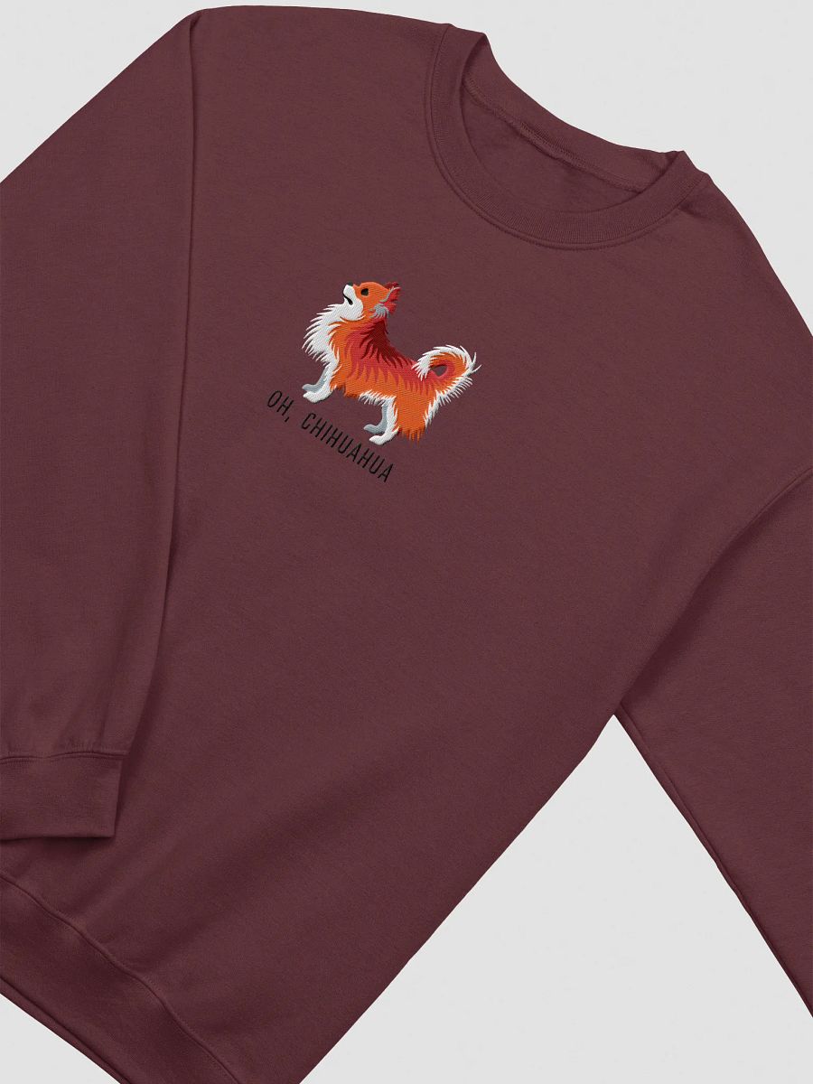 Oh, Chihuahua Sweatshirt (Embroidered) of a Longhaired Chihuahua(Red) product image (17)