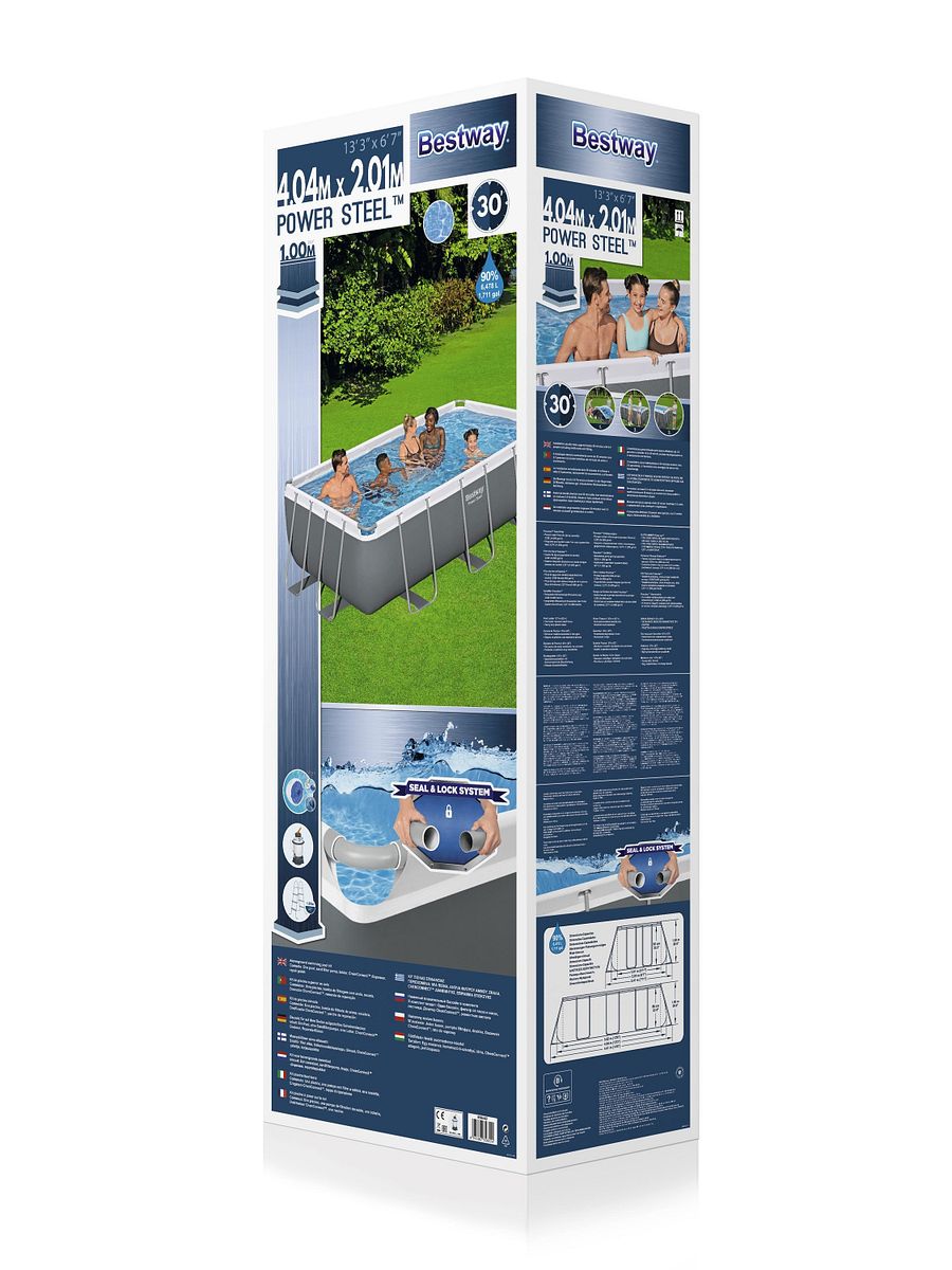 56442 - Power Steel 13'3" x 6'7" x 39.5" Rectangular Pool Set (SAND FILTER ) product image (12)