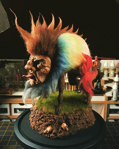 Something wicked this way comes!

Meet the Rainbow Bastard of Flanders! Fresh out of a 15th century Book of Hours. Needle fel...