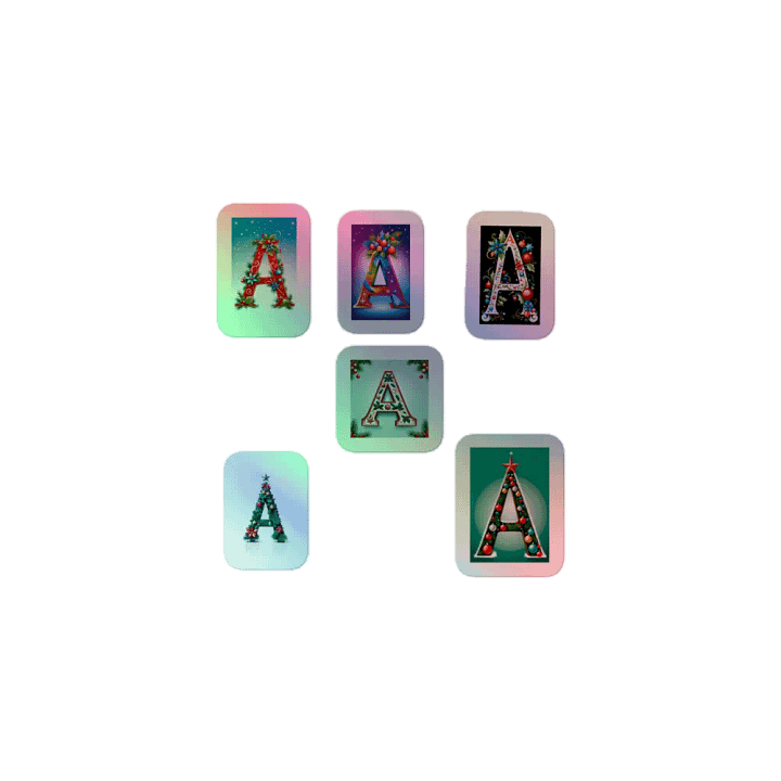 All A's Christmas Monogram Holo Sticker Pack product image (1)
