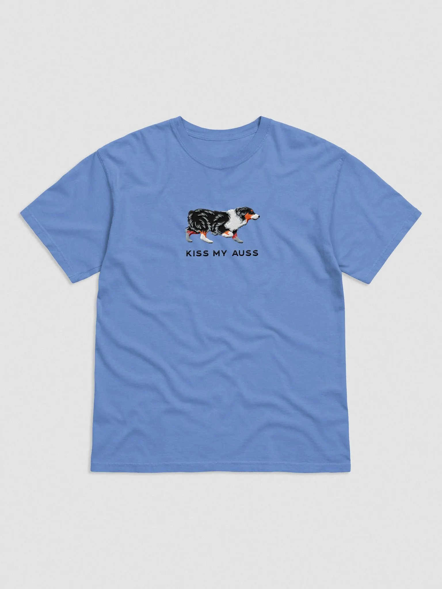 Kiss My Auss T-Shirt(Embroidered) of an Australian Shepherd(Tricolor) product image (4)