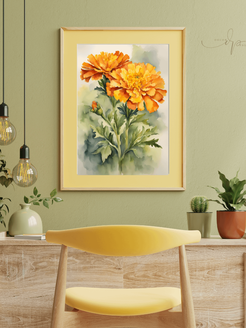 Watercolour Painting Printable Wall Art of MARIGOLD product image (2)