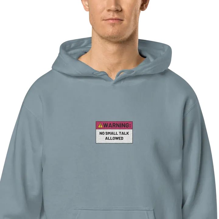 NO SMALL TALK ALLOWED embroidered pigment hoodie (pink) product image (2)