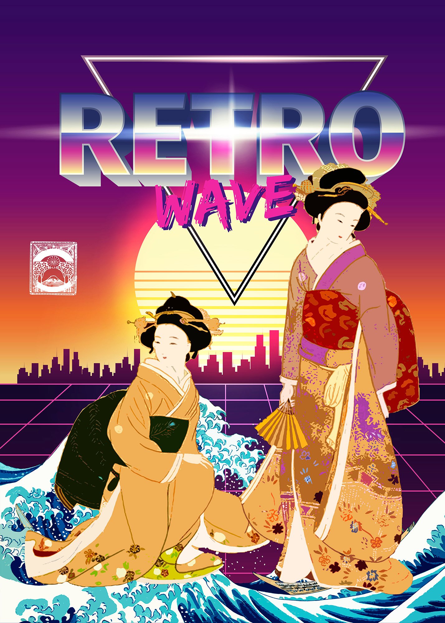 Synthwave Space: ukiyo-e [synthwave/vaporwave/cyberpunk] — aesthetic poster, retrowave poster, neon poster product image (4)