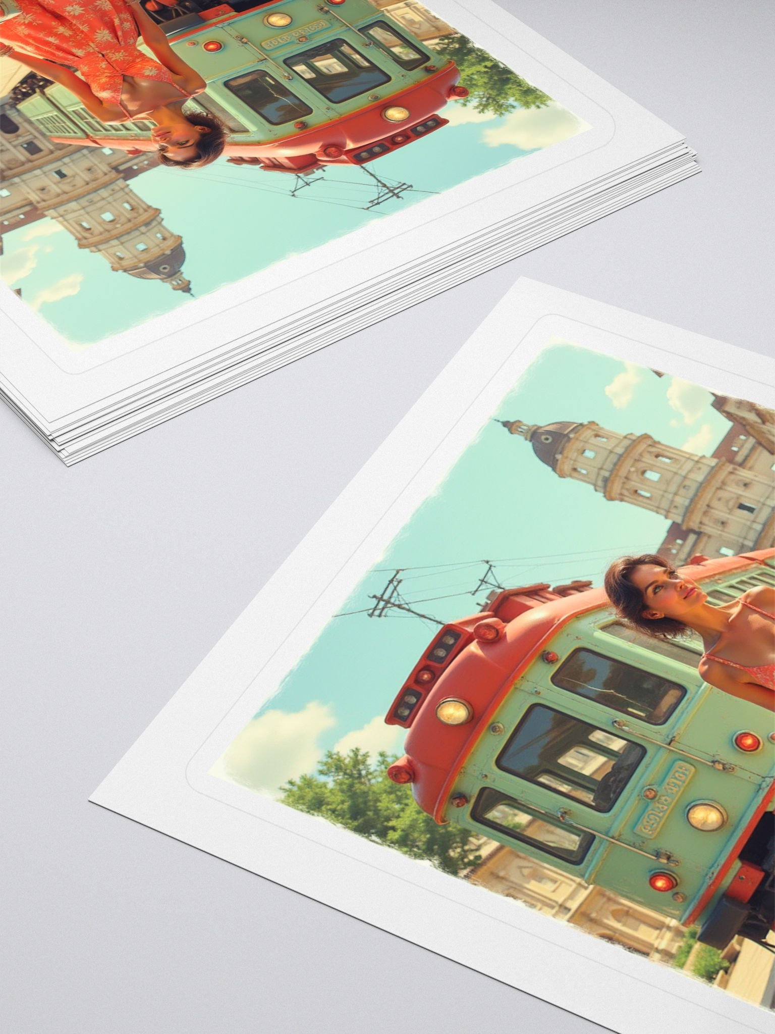 Floral Wanderlust Sticker – Retro Tram Travel Vibe product image (4)