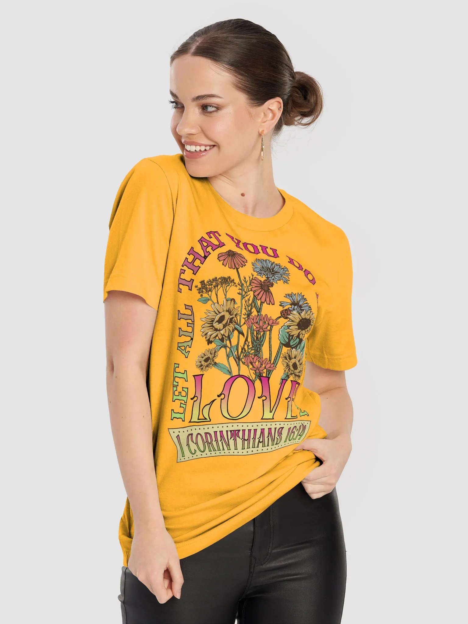 Let All That You Do Be Done In Love Inspired Floral T-Shirt product image (5)