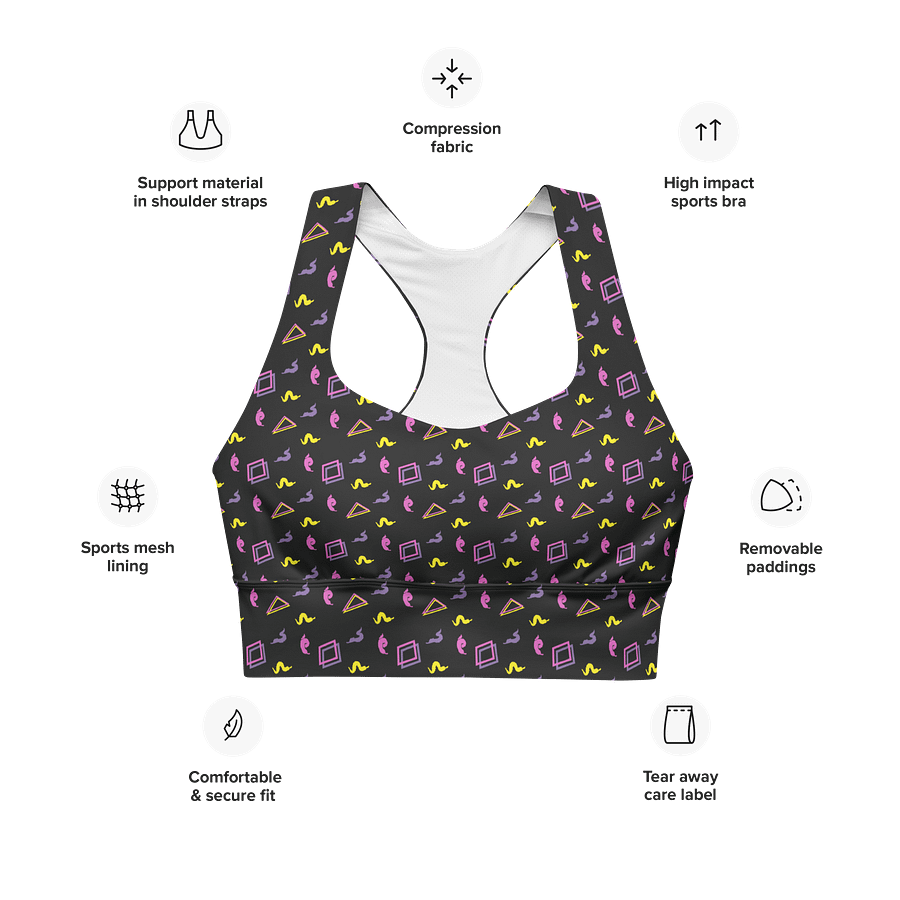 Oh worm black pattern sports bra product image (6)