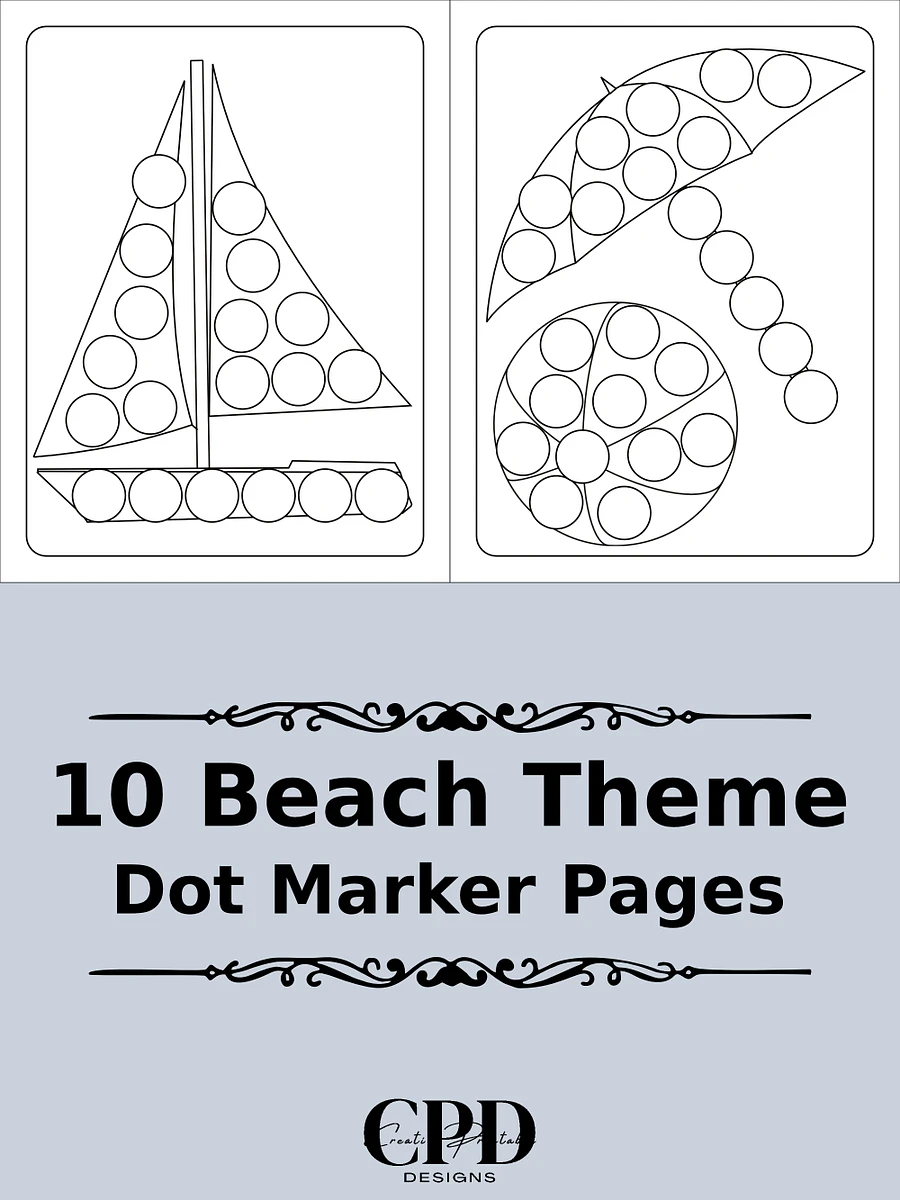 Printable Dot Marker Beach Coloring Pages product image (2)