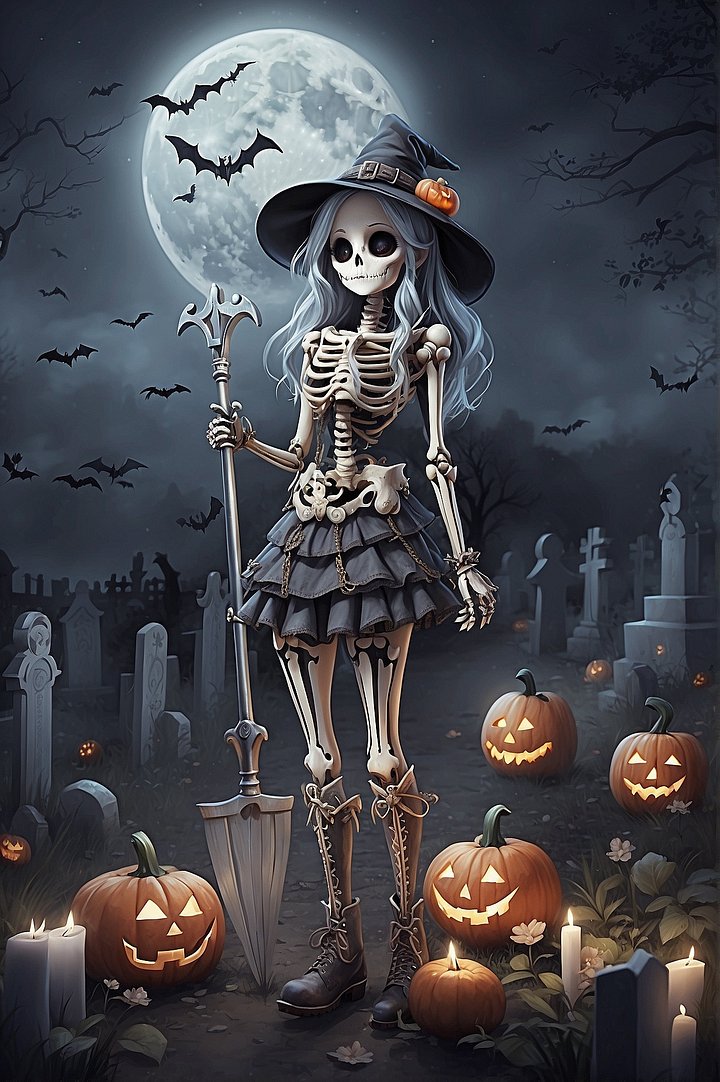 Skeletal Sorceress Printable Wall Art product image (1)