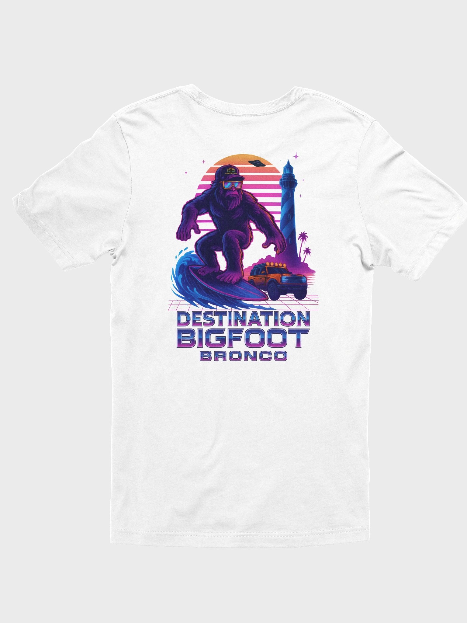 Destination Bigfoot Bronco Synthwave T-Shirt (White) product image (2)