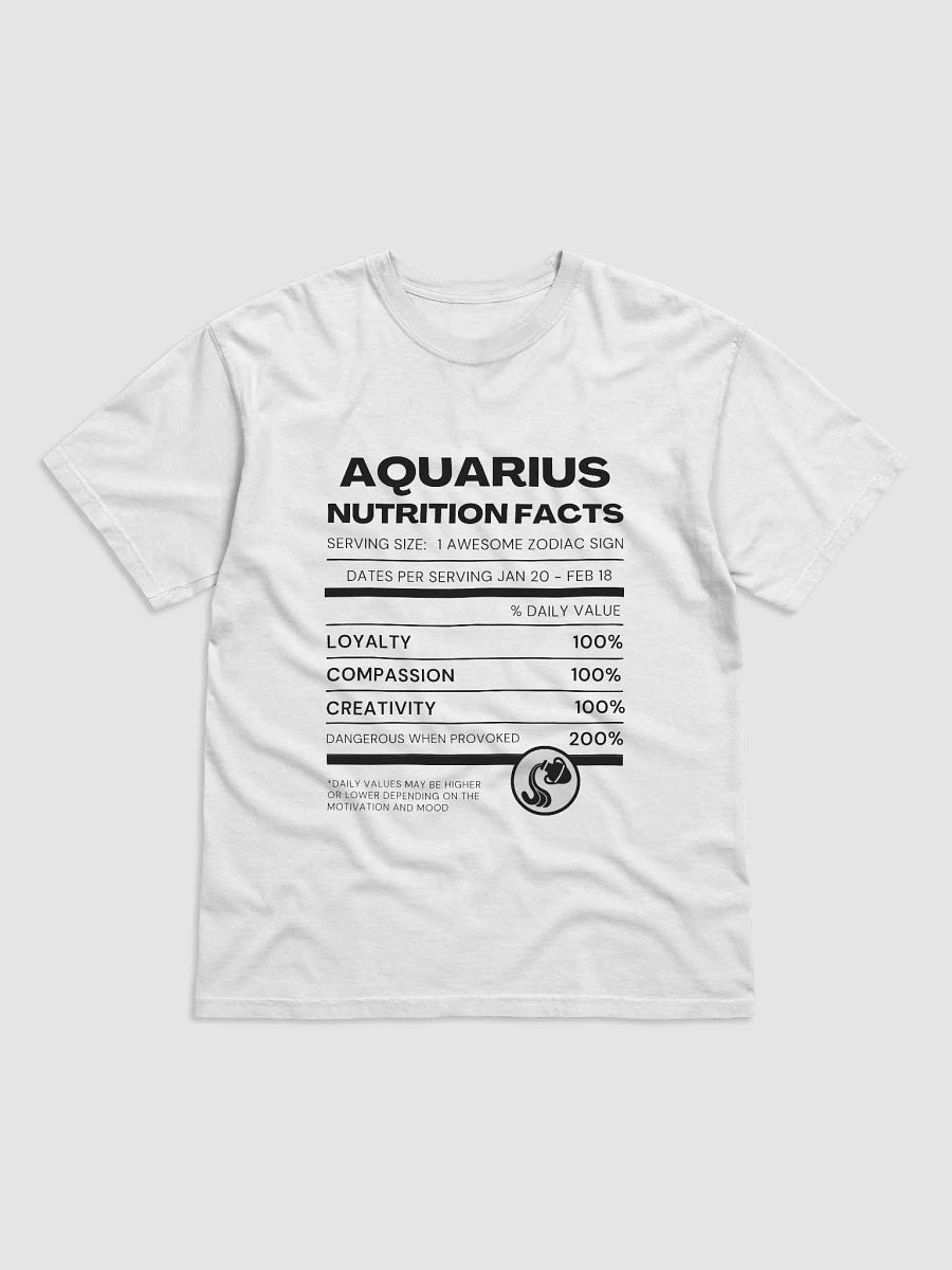 Aquarius Nutrition Facts T-Shirt (Black Writing) product image (1)