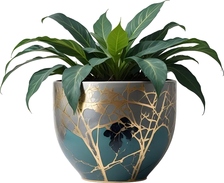 Kintsugi Renewal – Planter with Gold Detailing PNG product image (1)