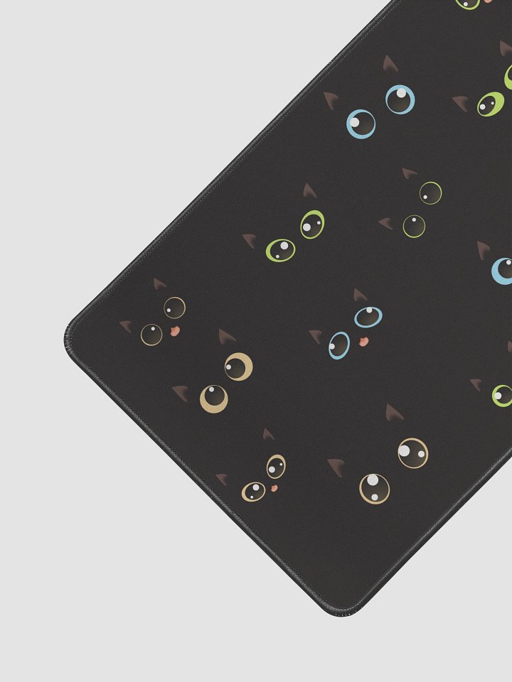 Cute Black Cat Faces (Multicolor Eyes) Desk Mat 12" x 18" product image (2)