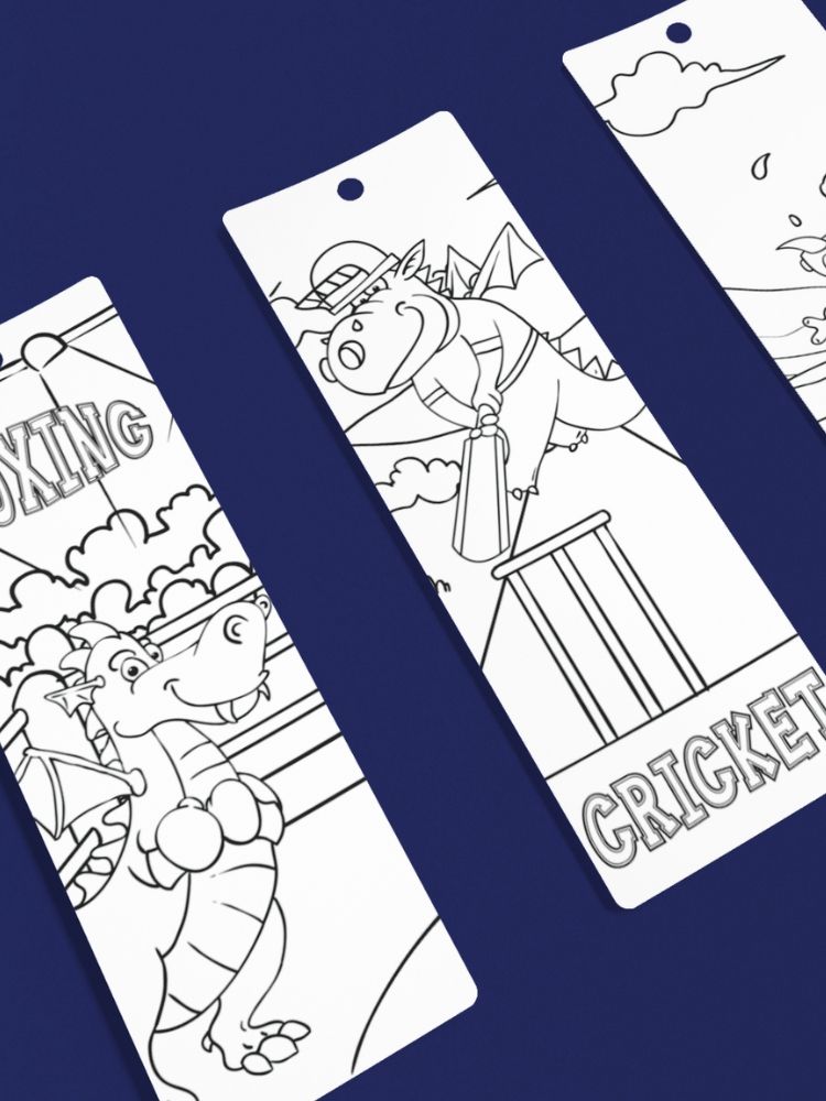 Printable Dragons Playing Sports Coloring Bookmarks - 2