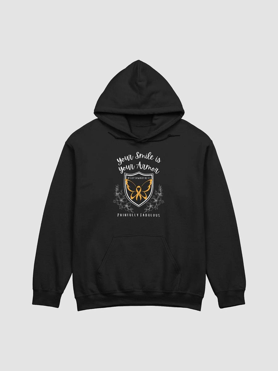 Your Smile is Your Armor CRPS Awareness Hoodie (White Print) product image (1)