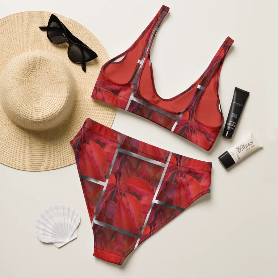 High-Waisted Bikini Set: Vildvin Red Dreams product image (10)