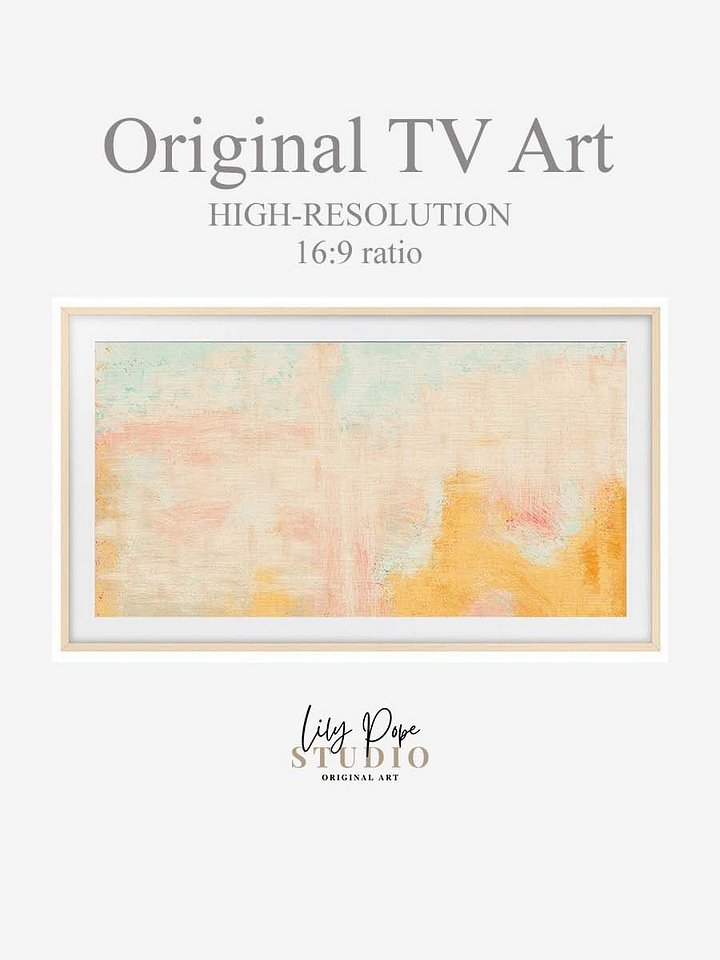 Samsung Frame TV Art Orange Pastel Abstract Oil Painting Screensaver Digital TV Background product image (2)