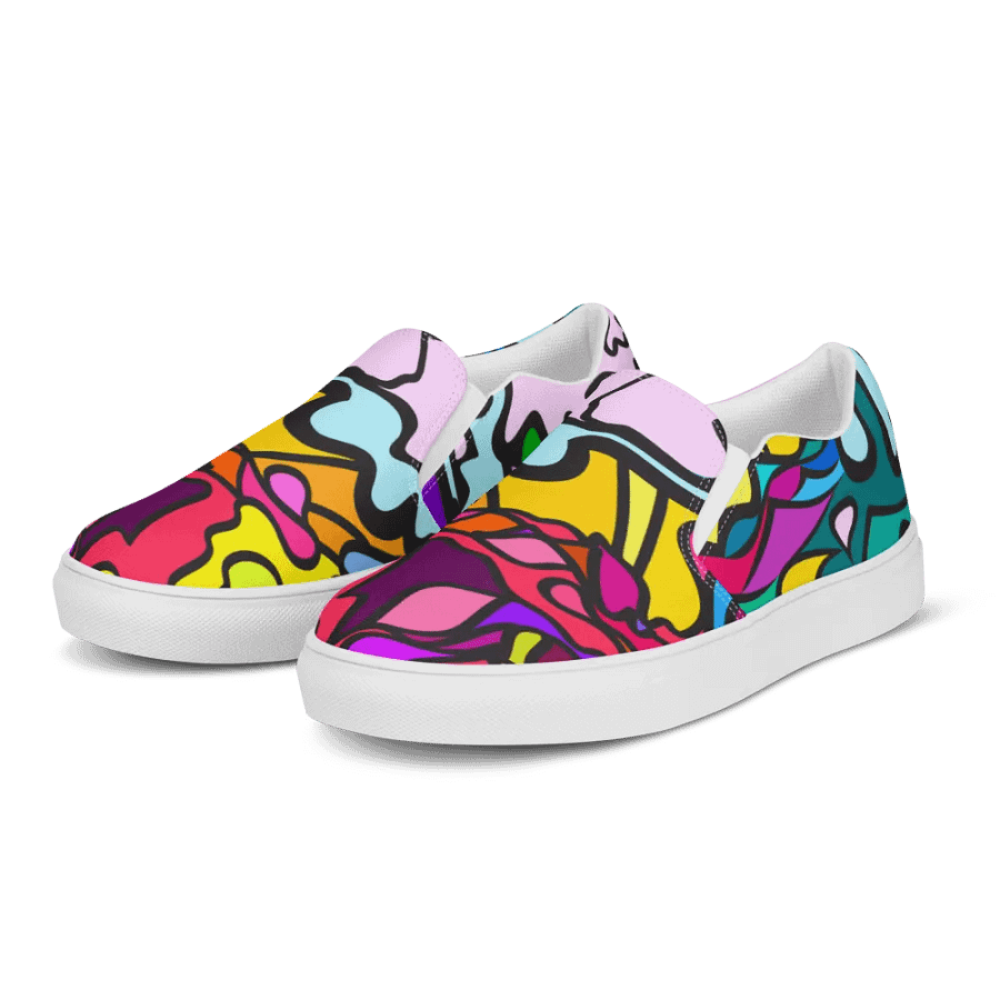 Swirling Symphony Women's Canvas Slip-Ons - Wave at Sunset product image (3)
