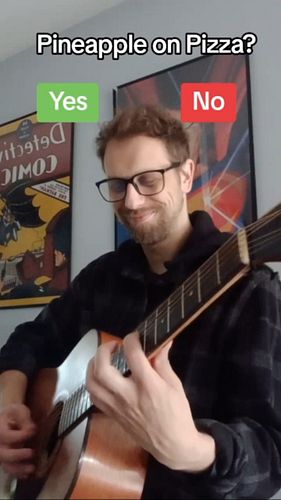 Is Pineapple a reasonable pizza topping?  Also, hear's a fun guitar riff from our song 