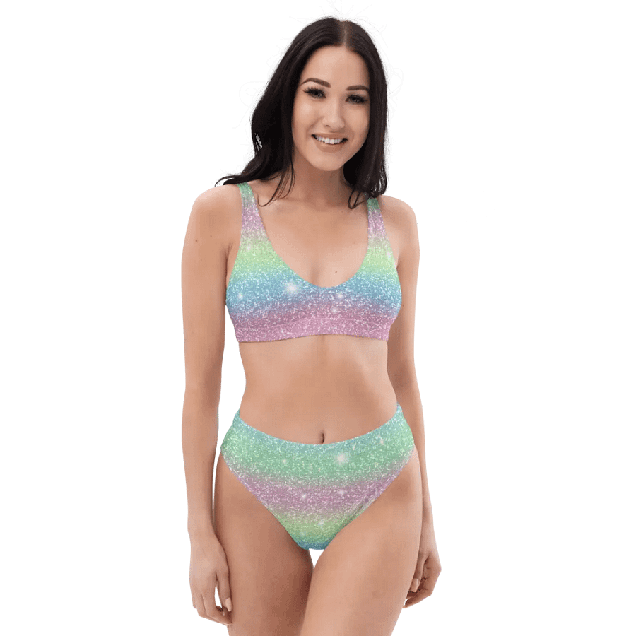 Glitter Unicorn Texture Design High Waisted Bikini (9) product image (5)