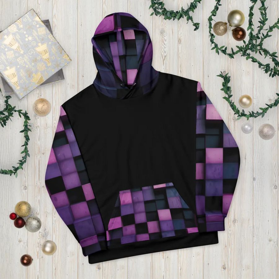 Black And Purple Squares Unisex Hoodie product image (10)