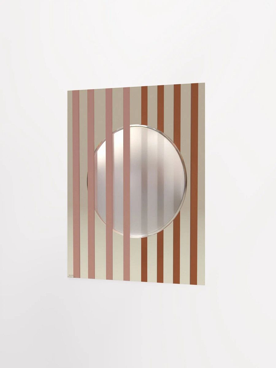 Minimalist 3D Digital Art | Pink and Brown Lines White Circle on Nude Background product image (1)