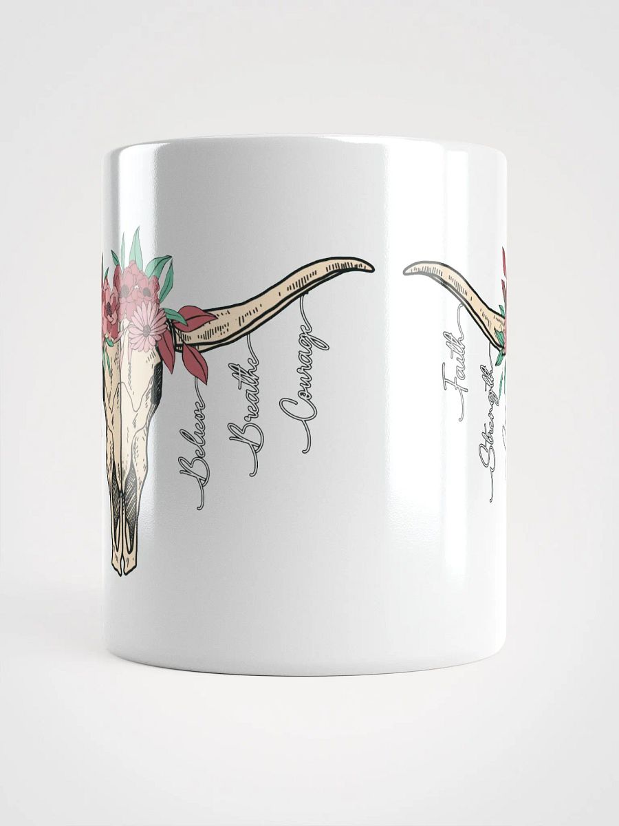 Floral Cow Skulls White Glossy Mug product image (5)