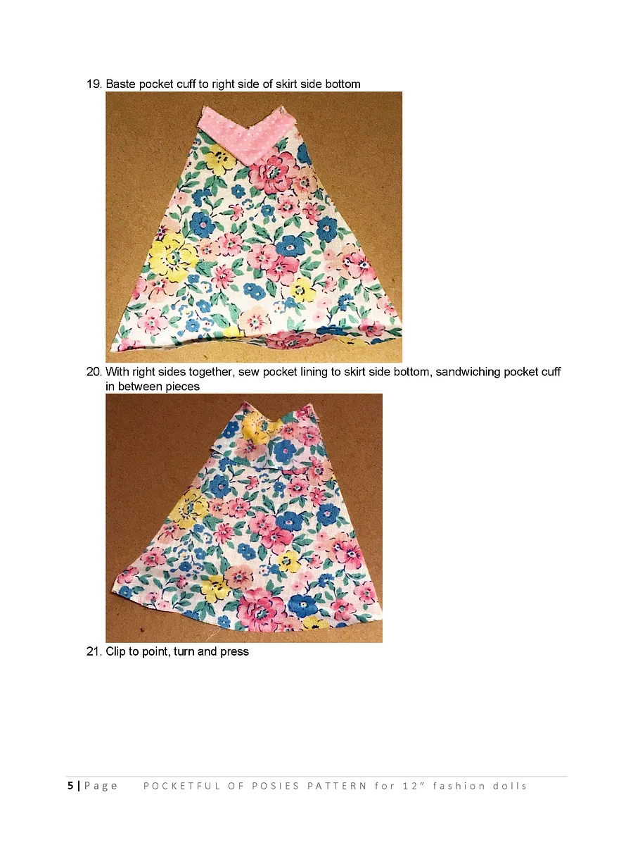 Pocketful of Posies sewing pattern for 12" fashion dolls product image (3)