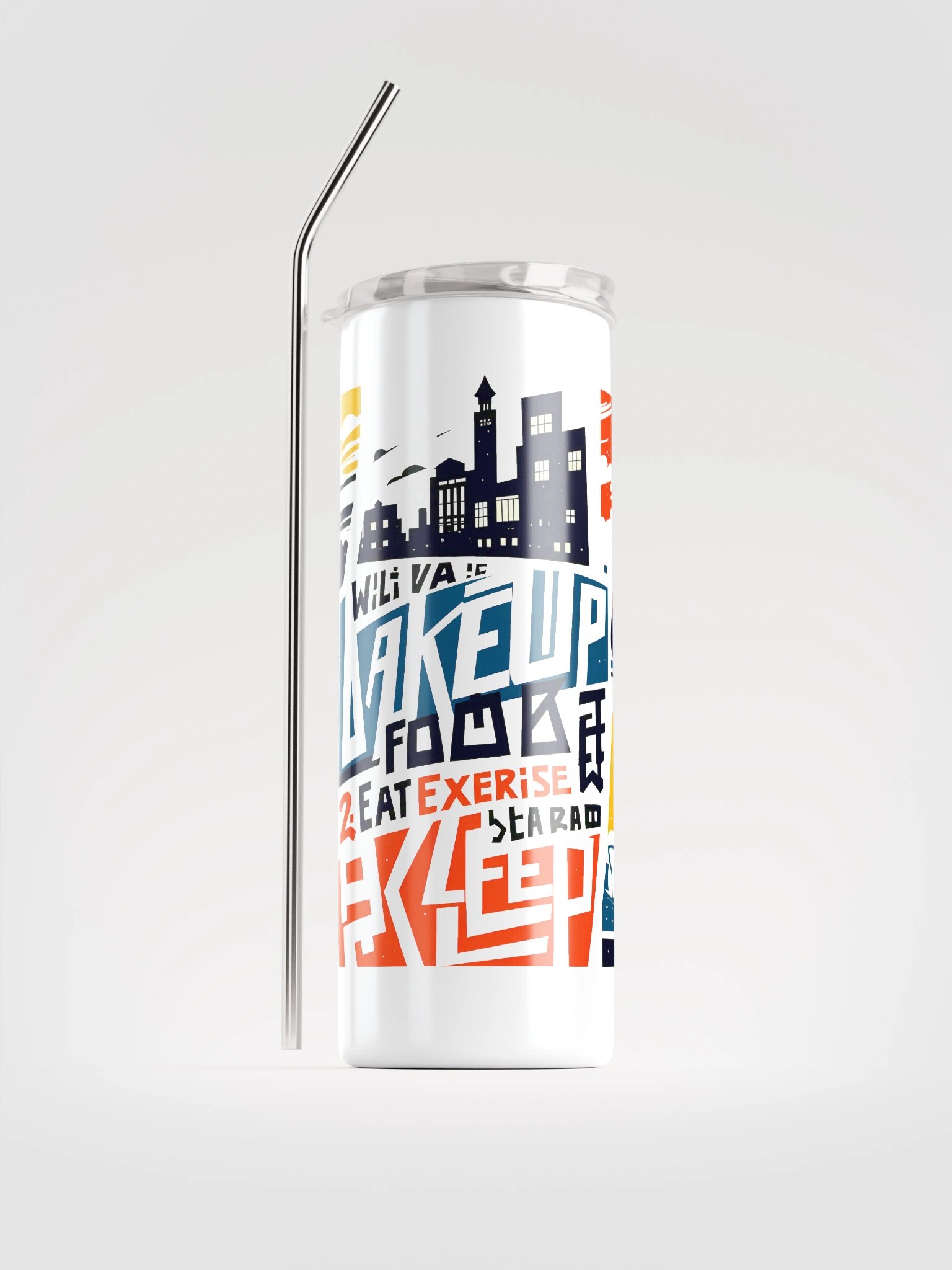 City Life Balance | Wake, Work, Rest Art Steel Tumbler product image (1)