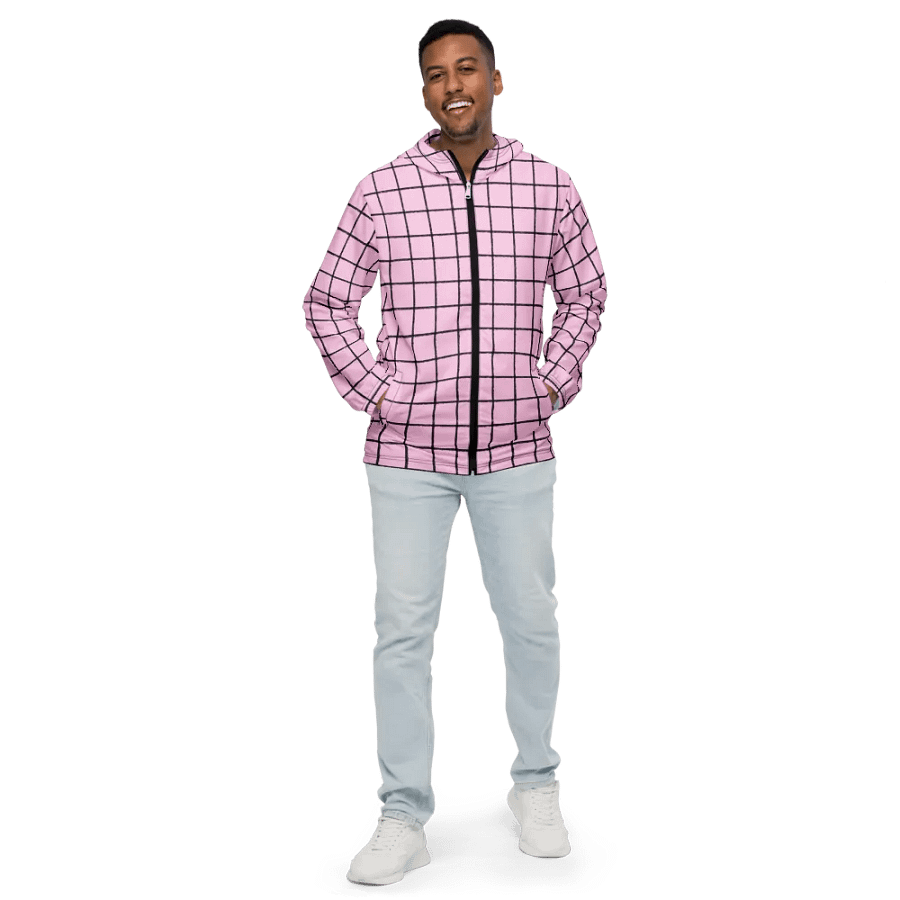 Pink Grid Men's Windbreaker product image (3)