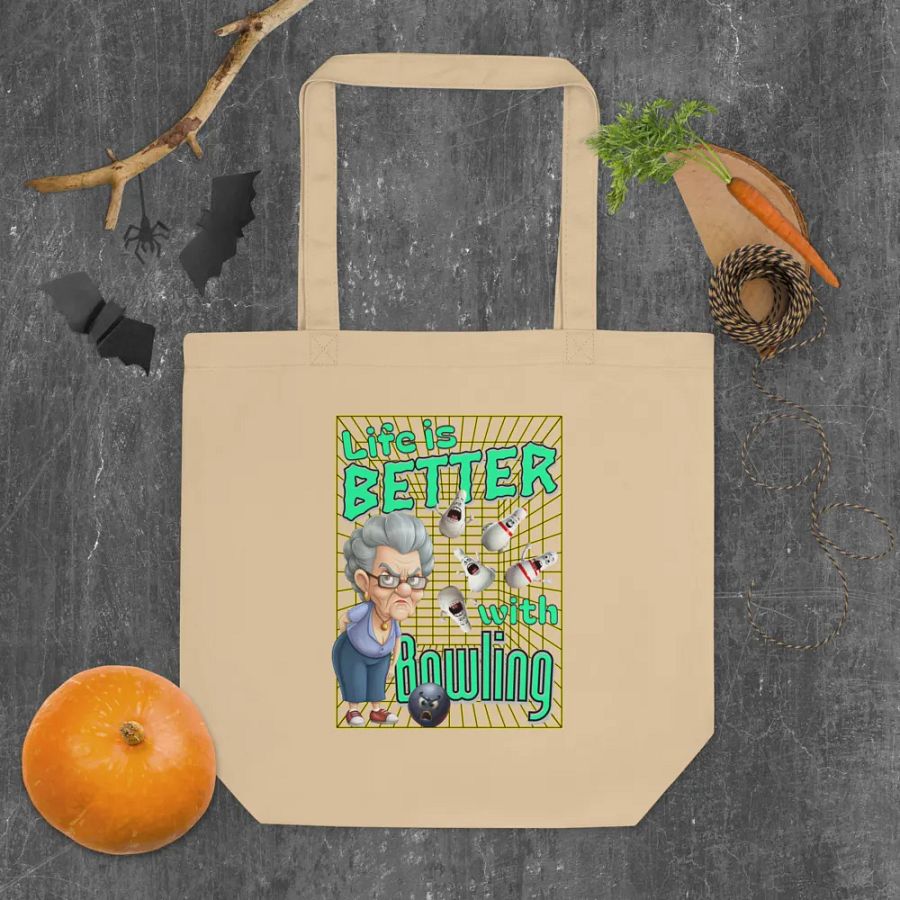 Life Is Better With Bowling Organic Cotton Tote Bag product image (4)
