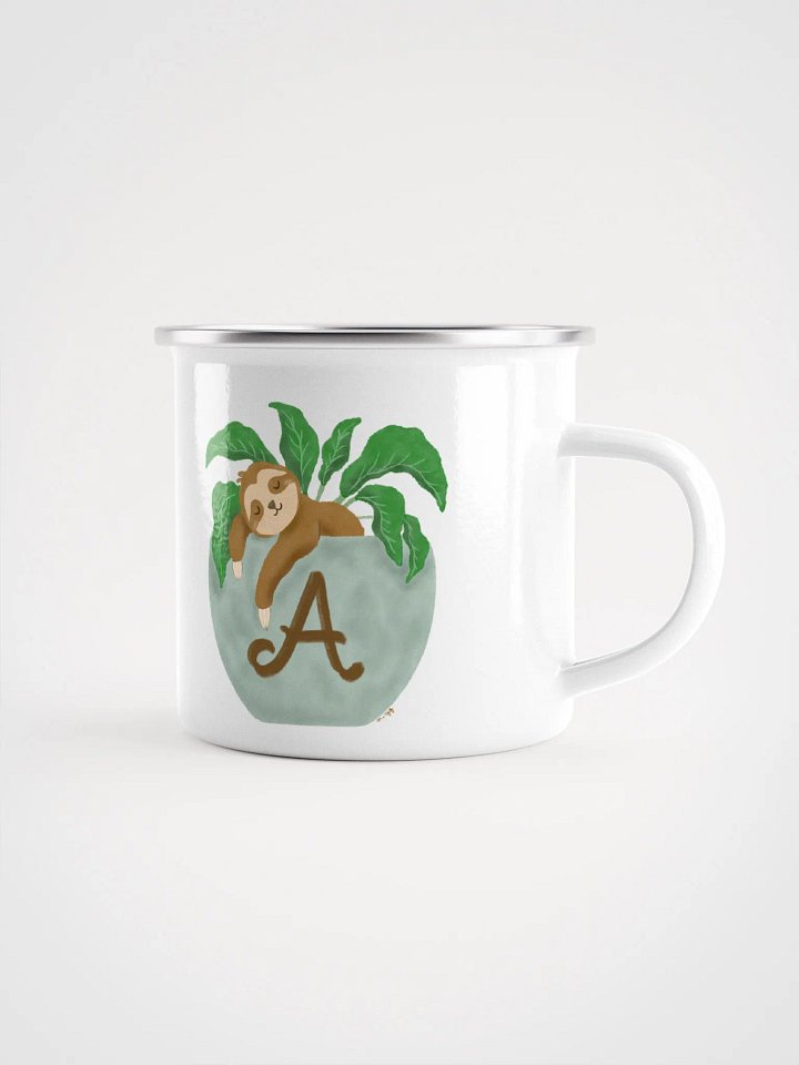 Sloth in Letter A Planter Enamel Mug product image (1)