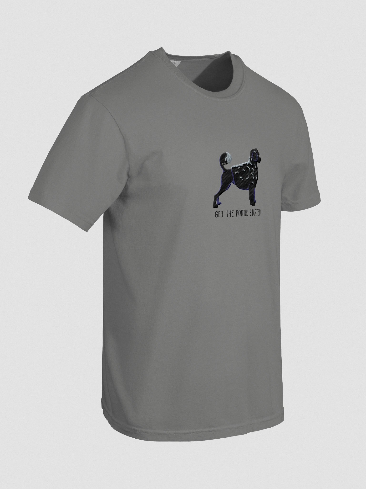 Get the Portie Started T-Shirt(Embroidered) of a Portuguese Water Dog(Black) product image (11)