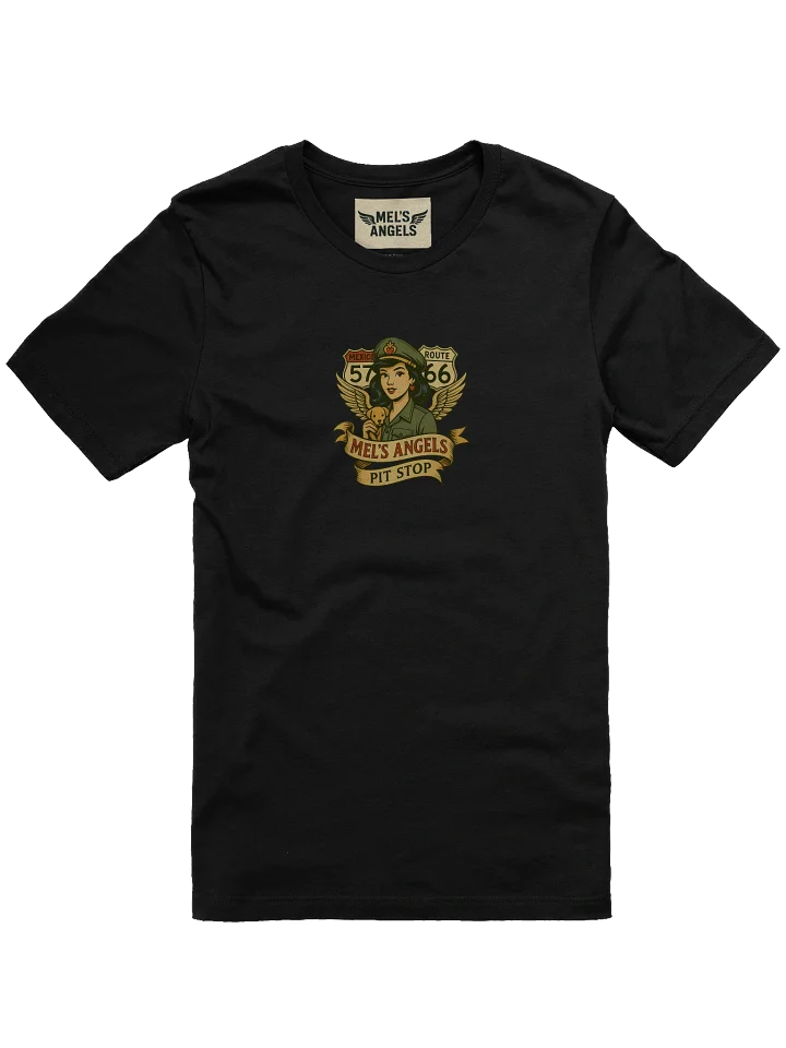 Mel’s Angels Pit Stop T-Shirt – Vintage Biker Style Route 57/66 Tee product image (2)