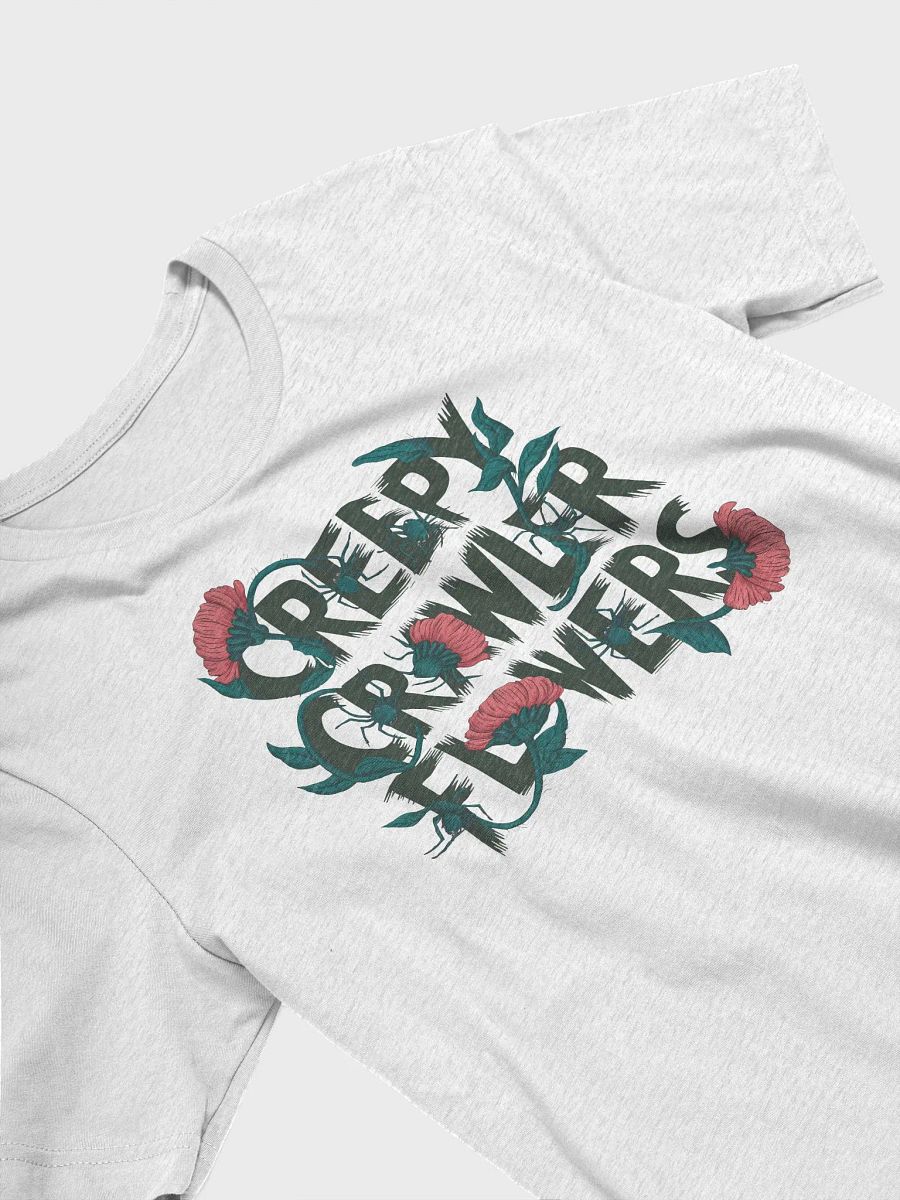 “Creepy Crawler Flowers” tee, Hauntingly beautiful florals, Spooky inspiration, Halloween fashion Eerie twist design, Dark floral shirt, Gothic style apparel, Bloom in darkness, Haunted garden theme product image (3)