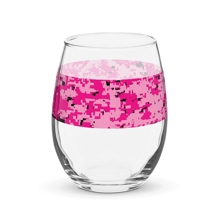 Pixelated Pink Camo Stemless Wine Glass product image (2)