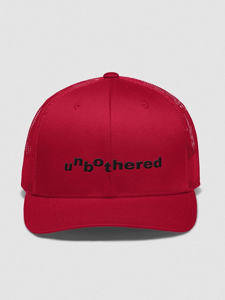 unbothered Trucker Snapback - black text product image (1)