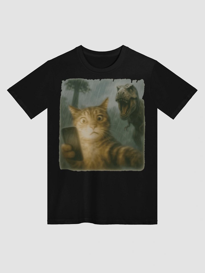 Confused Cat Selfie Dinosaur T-Shirt - Funny Dino & Kitten Tee product image (3)