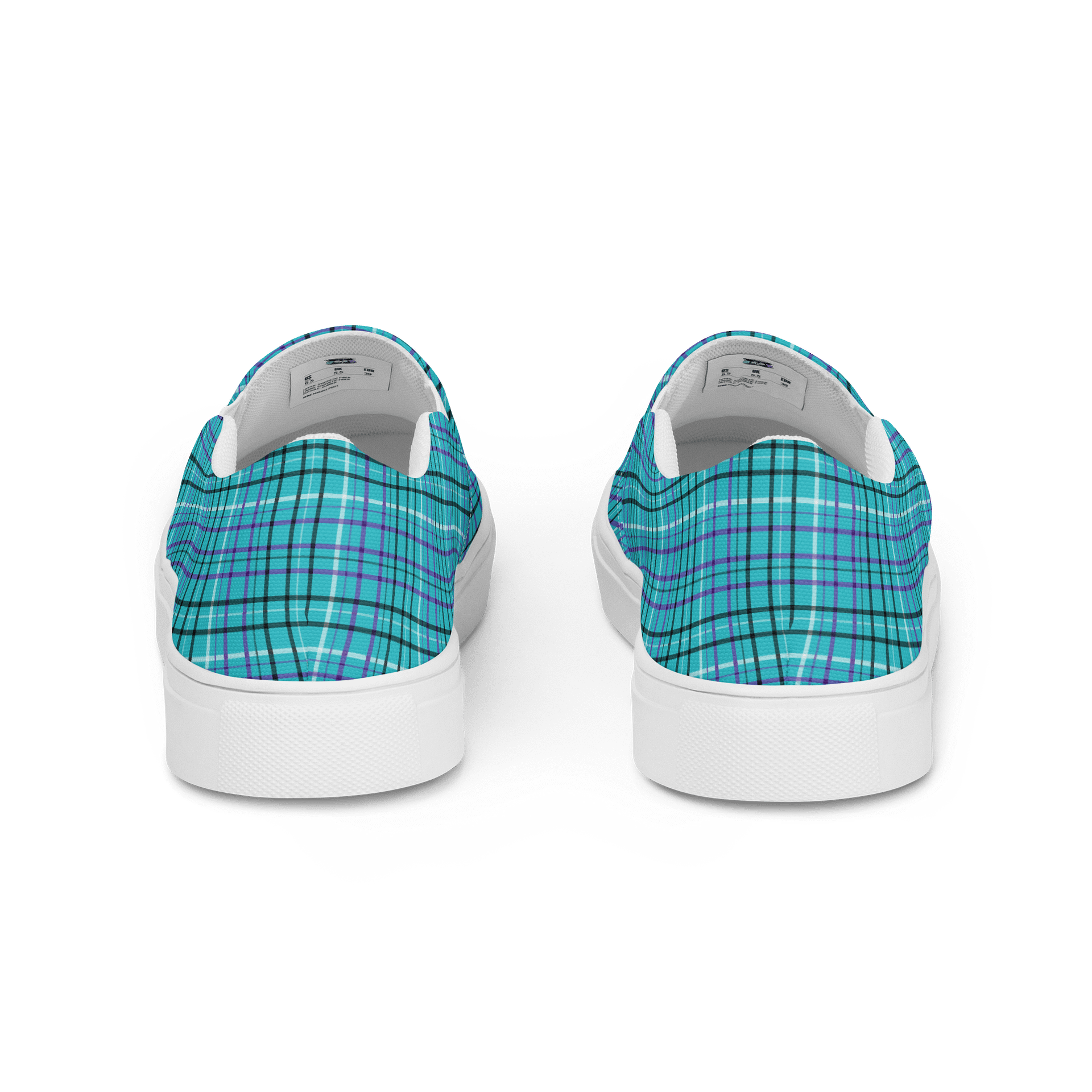 Teal Plaid Men's Slip-On Shoes product image (4)