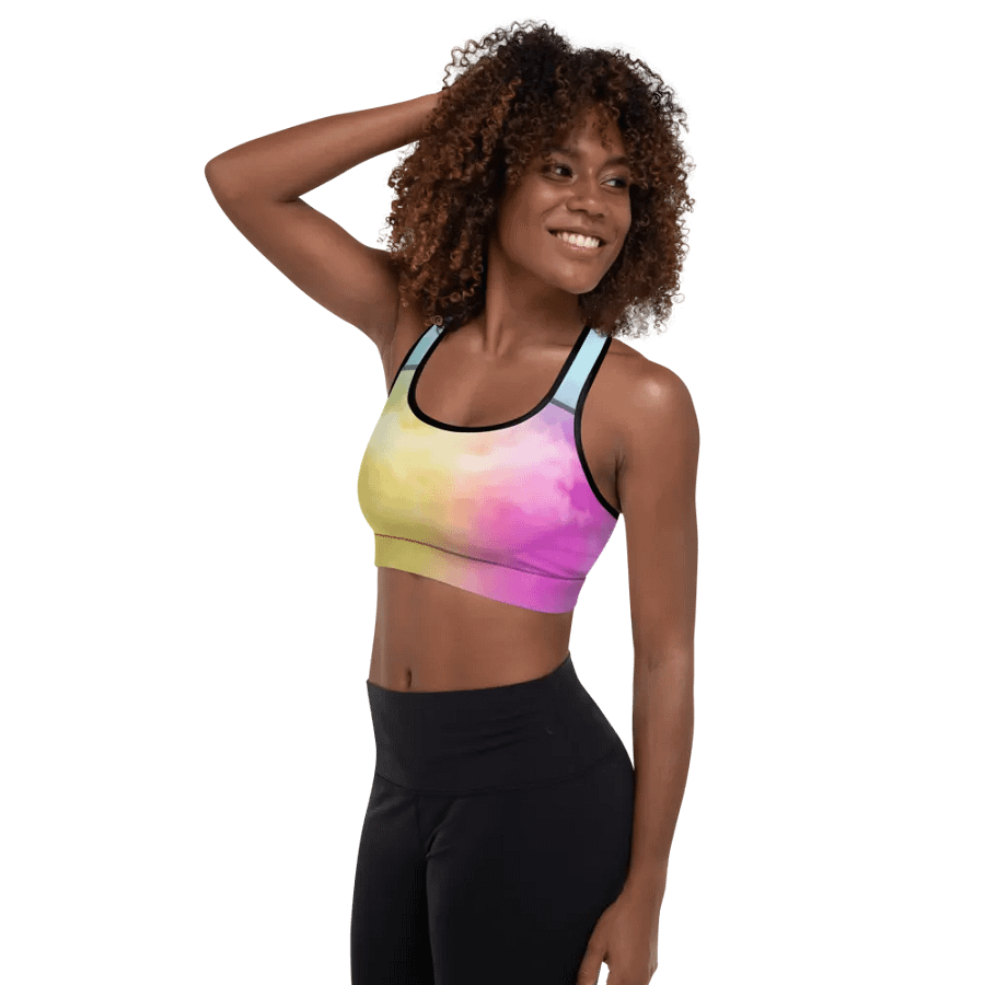 Blur cloud rainbow Design Padded Sports Bra - v3 product image (10)