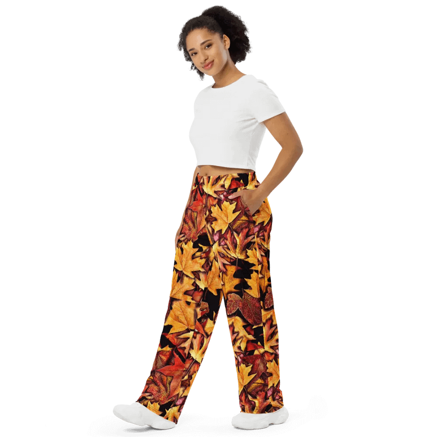 Fall Leaves Pattern Wideleg Pants product image (4)