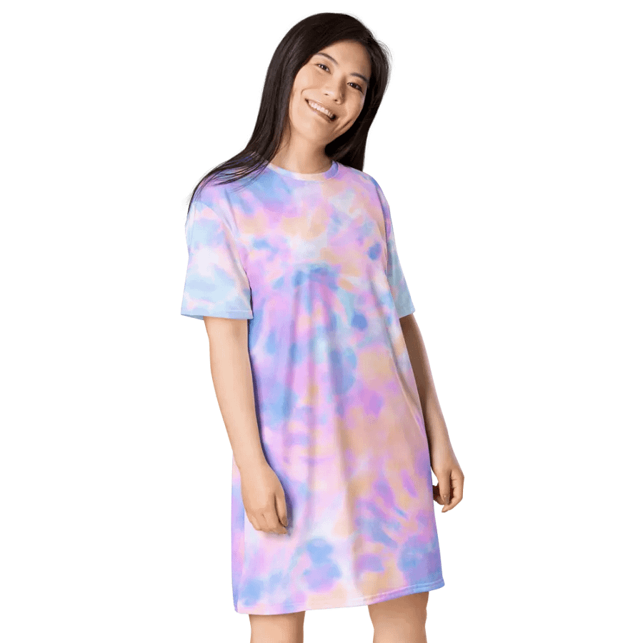 Rainbow Tie Dye Pattern T-shirt Dress product image (8)