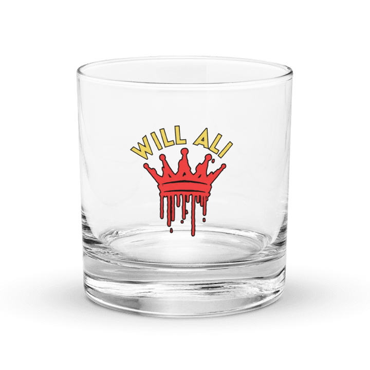 Official "Will Ali" branded "rocks" drinking glass product image (1)