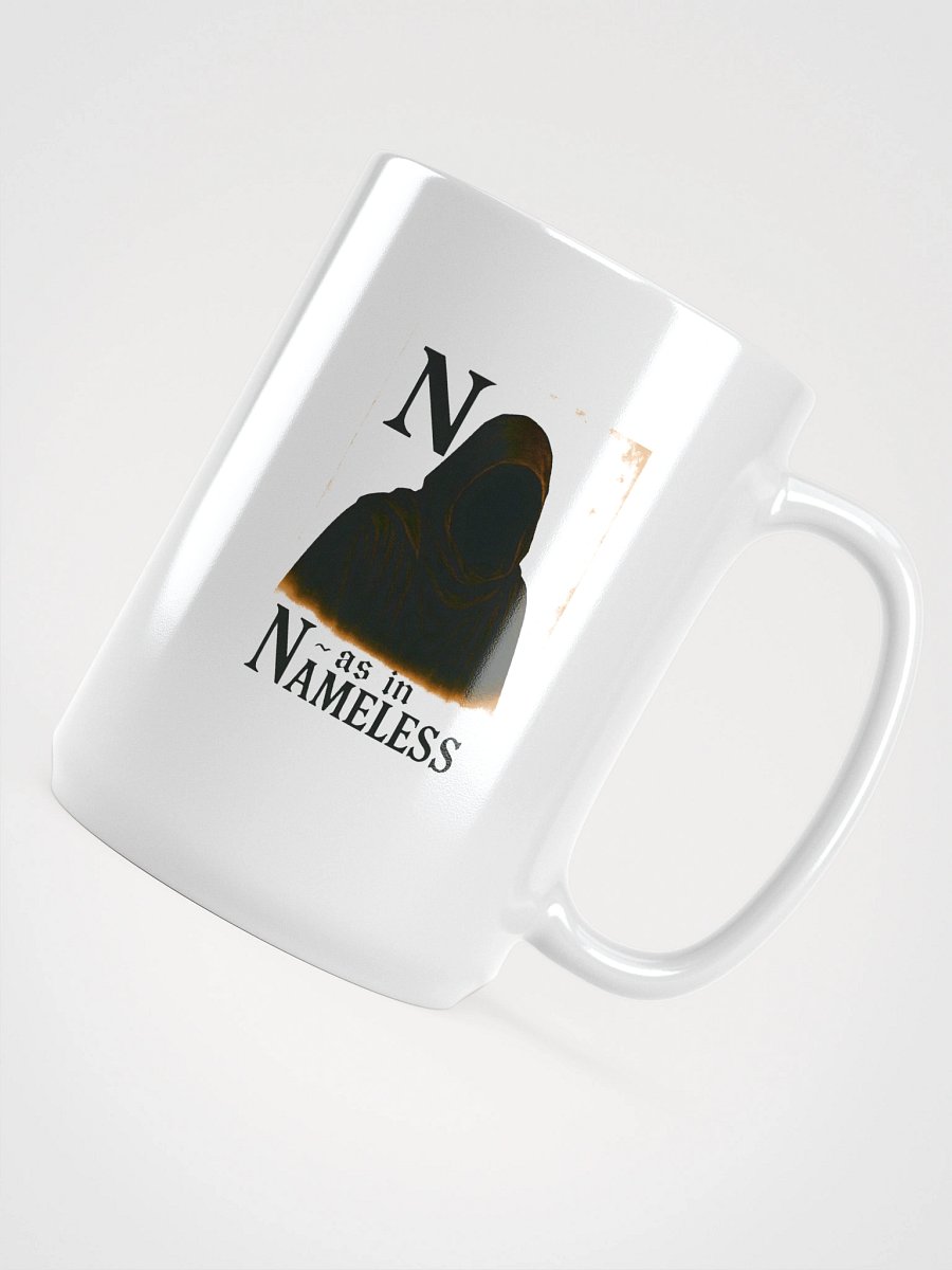 N as in nameless white glossy mug by dark alphabet product image (4)