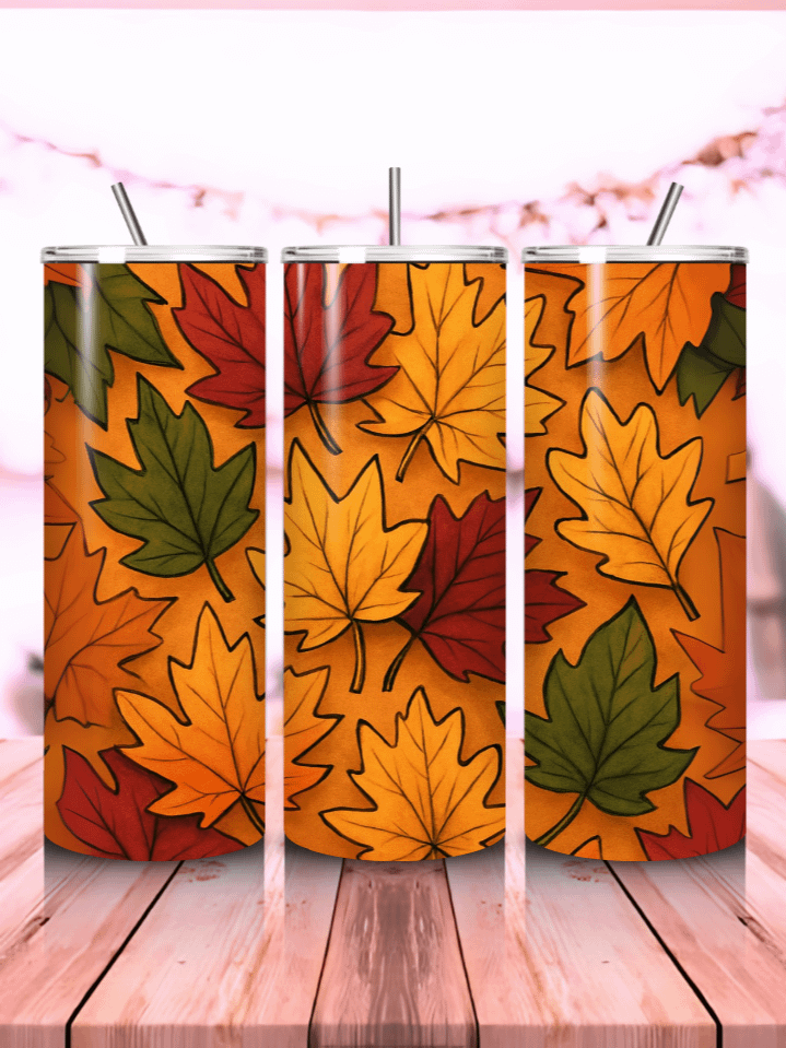 Autumn Leaves Tumbler Wrap PNG – 20oz Skinny Sublimation Design with Colorful Fall Foliage & Cozy Seasonal Vibes – Perfect Gift for Autumn Lovers – 300 DPI Instant Digital Download product image (1)