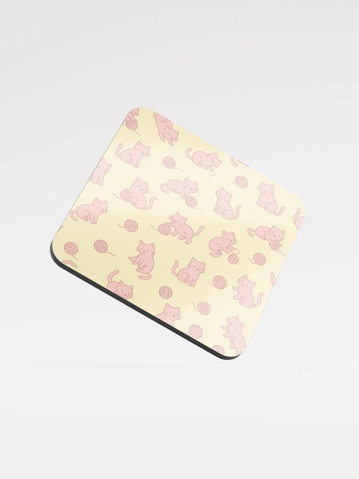 Pink Kittens Playing with Yarn Cork Coaster product image (1)