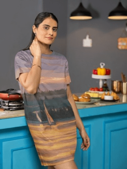 Sunset Lake Sailing, T-shirt Dress product image (2)