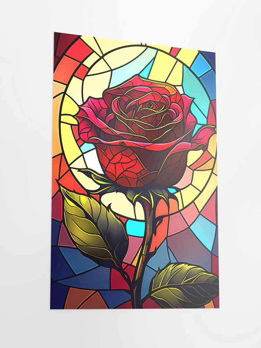 Radiant Crimson Rose Stained Glass Art Poster: A Modern Take on Classic Beauty Matte Poster product image (4)