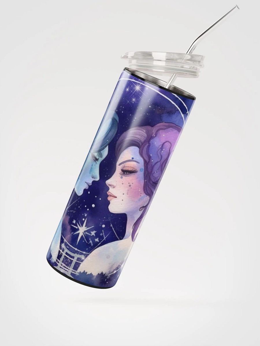 Illustrated Purple Gemini Zodiac Stainless Steel Tumbler - Keep Your Spirits High product image (2)