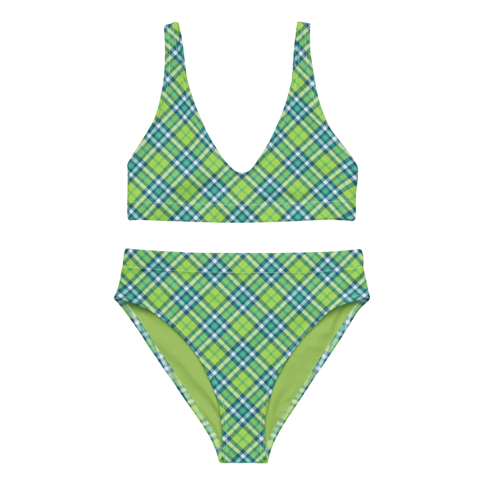 Lime Green and Turquoise Plaid Bikini product image (2)